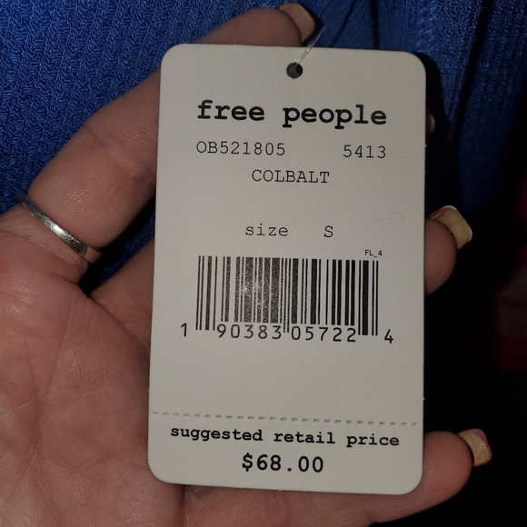 NWT Free People Cobalt Blue High Low Thermal with Thumb Holes Size Small - Picture 8 of 10